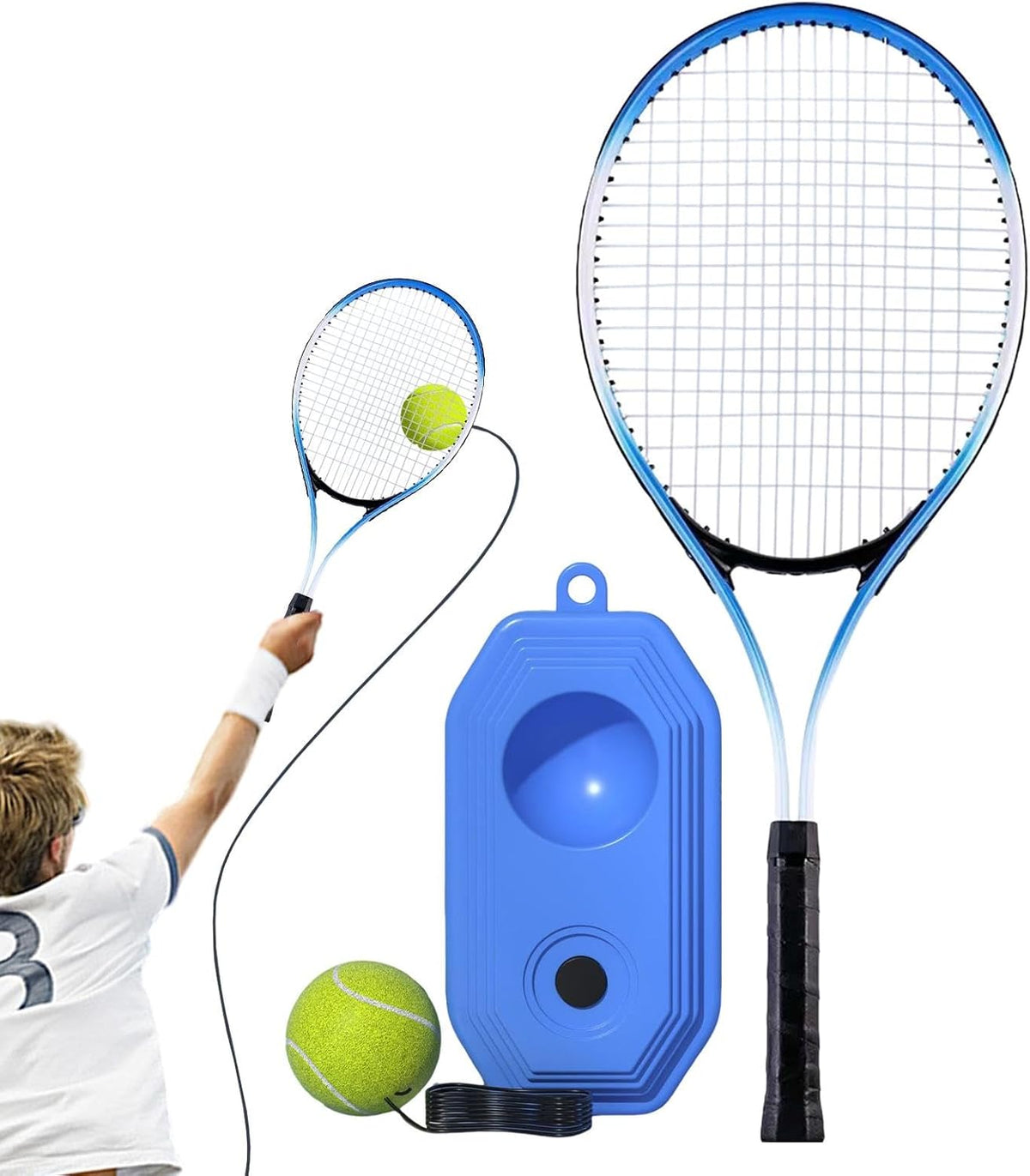 Solo Tennis Trainer Rebound Ball with + 2 Racquet + String Ball