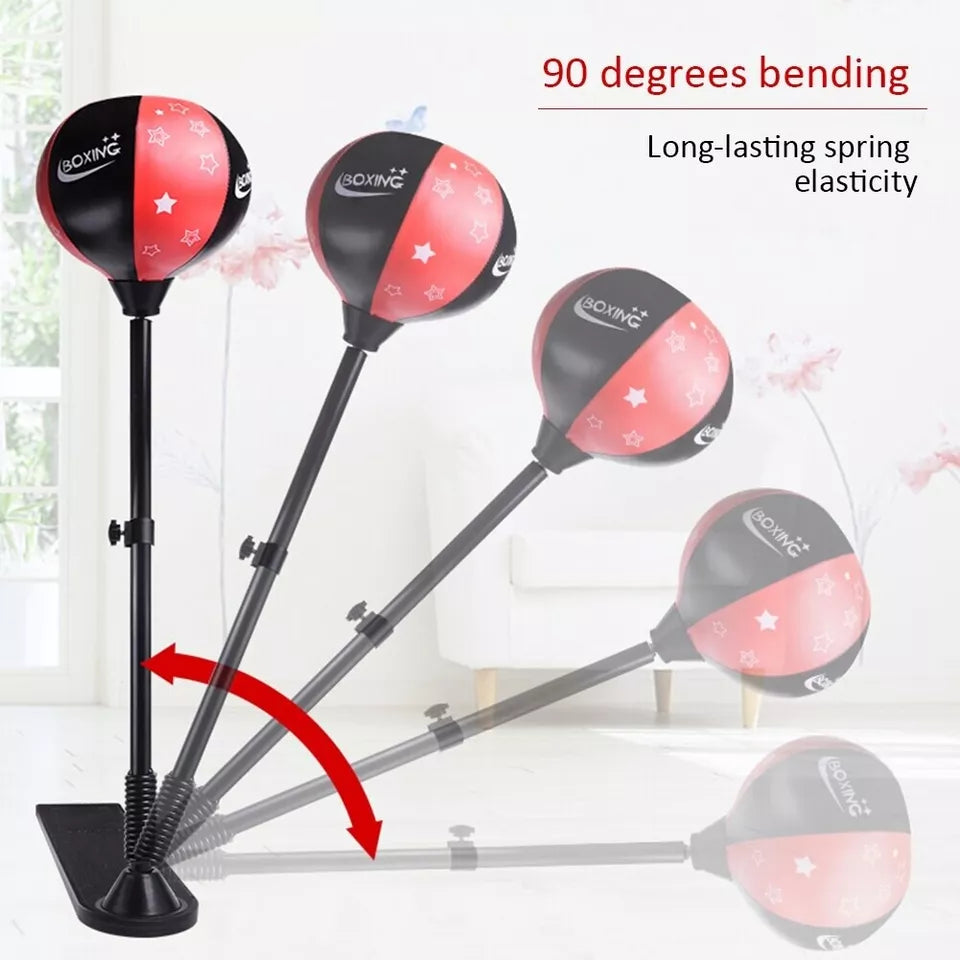 Kids Boxing Trainer Stand + Gloves and Pump (Height-Adjustable)
