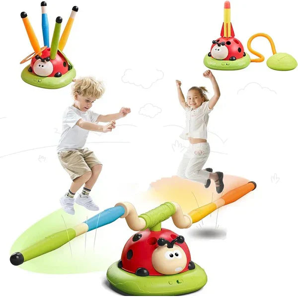 3 In 1 Musical Jump, Ring Toss Game, Stomps & Rocket Launcher for Kids