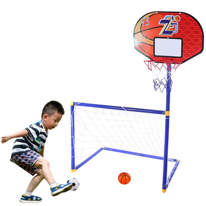 2 in 1 Children Sports Equipment Football Goal Basketball Stands for Kids Outdoor Toy