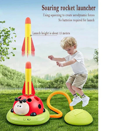 3 In 1 Musical Jump, Ring Toss Game, Stomps & Rocket Launcher for Kids