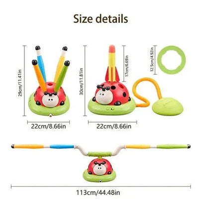 3 In 1 Musical Jump, Ring Toss Game, Stomps & Rocket Launcher for Kids