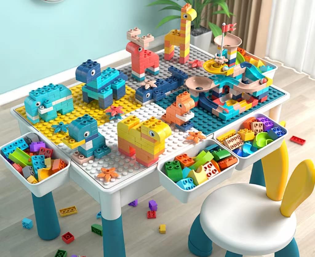 Building Blocks Table Set Large Size – Includes 1 Rabbit Chair & 560+ Blocks Set