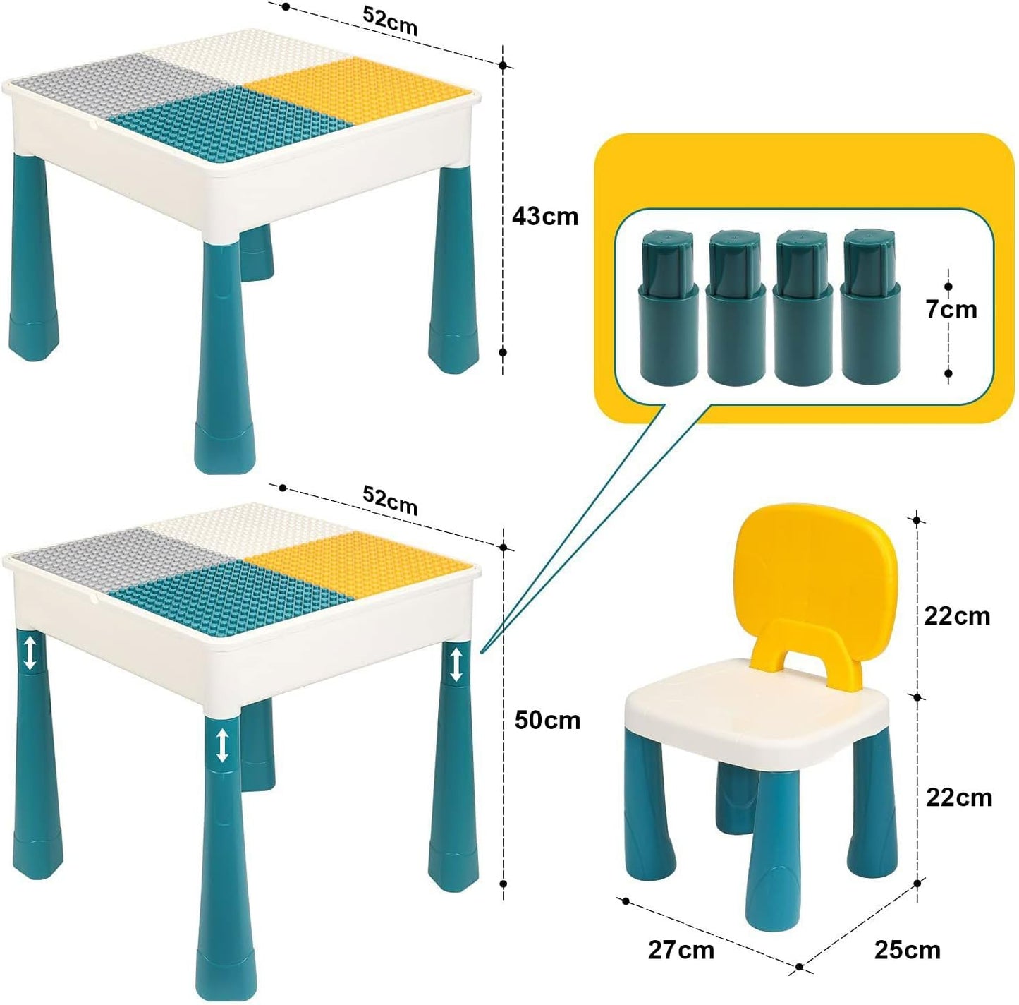 Building Blocks Table Set – Includes 1 Rabbit Chair & 560+ Blocks Set