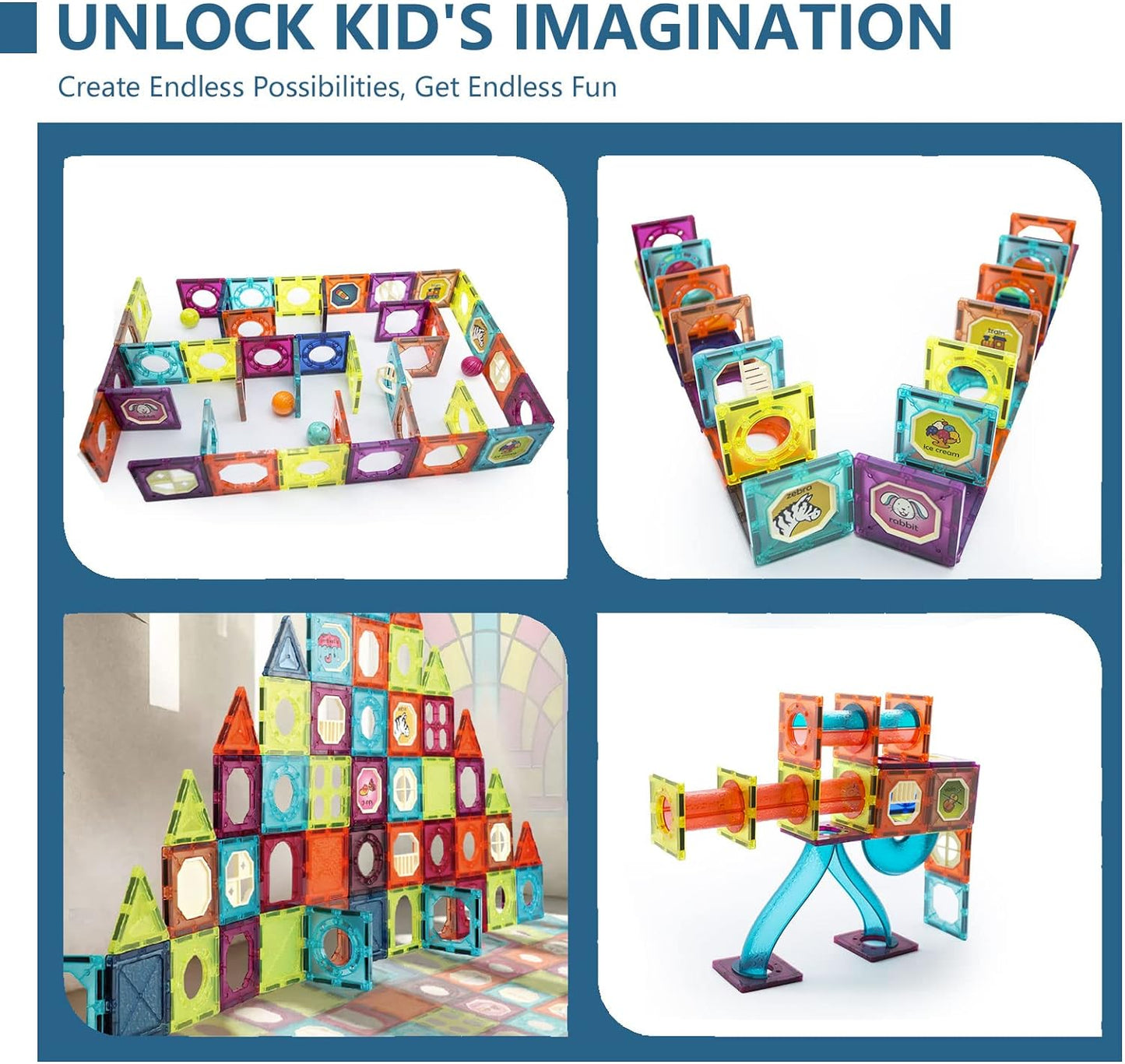 56Pcs Building Blocks  Magnetic Tiles