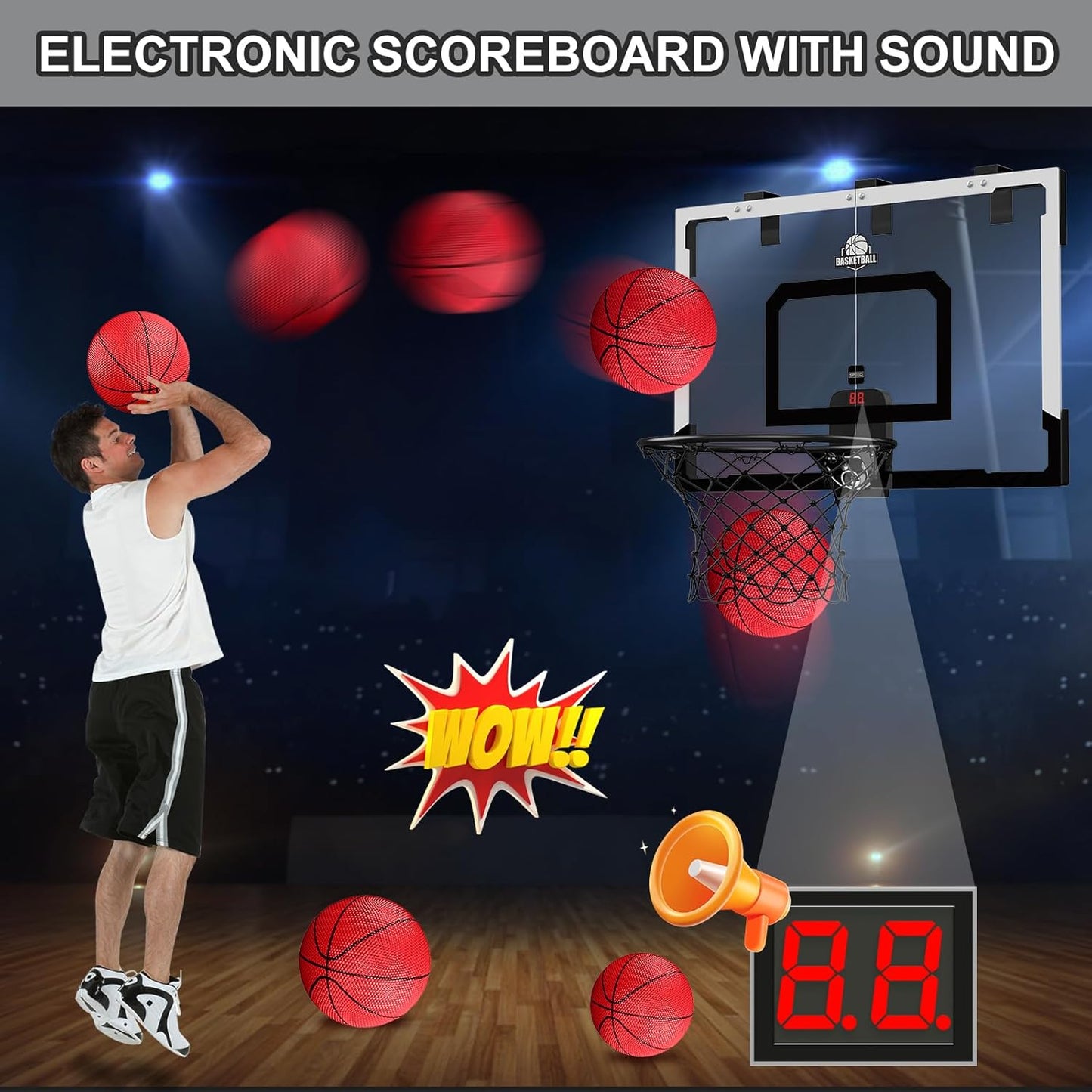 Indoor Basketball Hoops Backboard (Goals Counter) + Balls