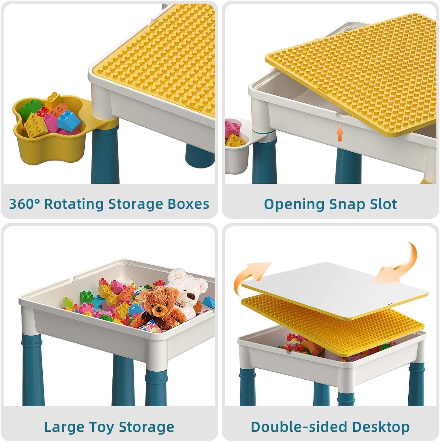 Building Blocks Table Set Large Size – Includes 1 Rabbit Chair & 560+ Blocks Set