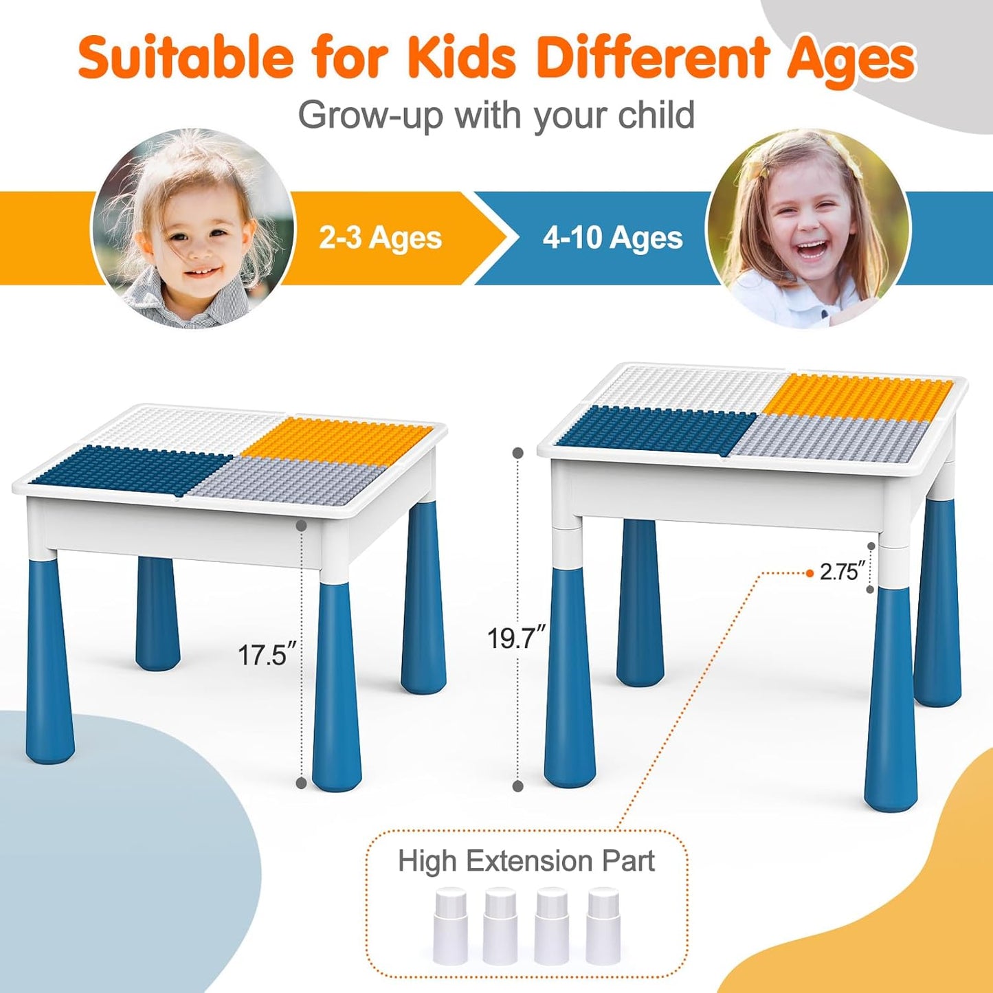 Building Blocks Table Set Large Size – Includes 1 Rabbit Chair & 560+ Blocks Set