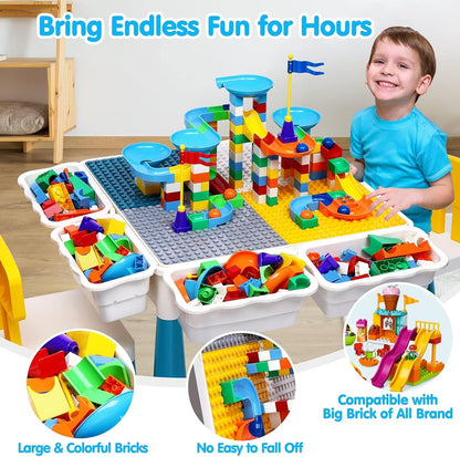 Building Blocks Table Set Large Size – Includes 1 Rabbit Chair & 560+ Blocks Set