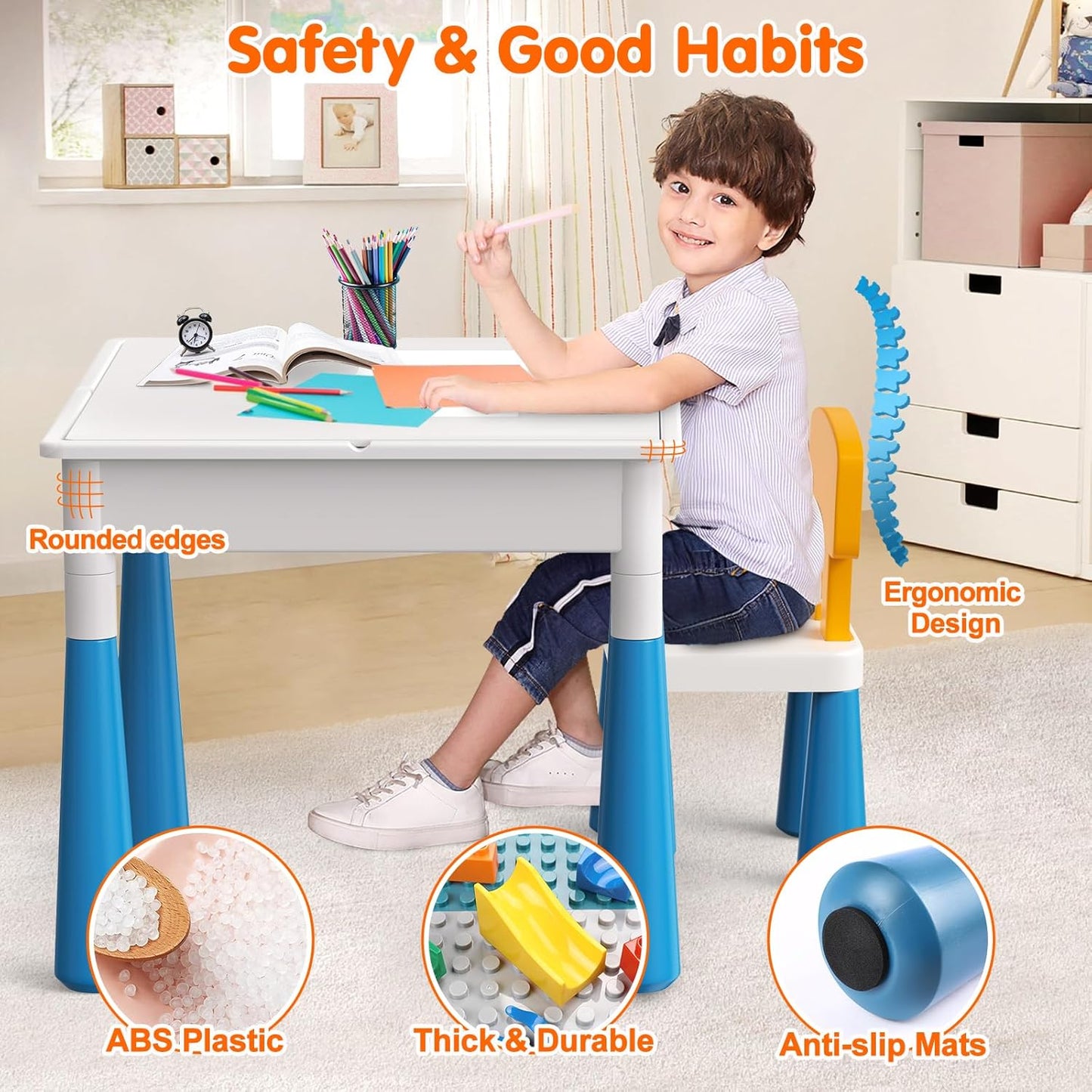Building Blocks Table Set – Includes 1 Rabbit Chair & 560+ Blocks Set