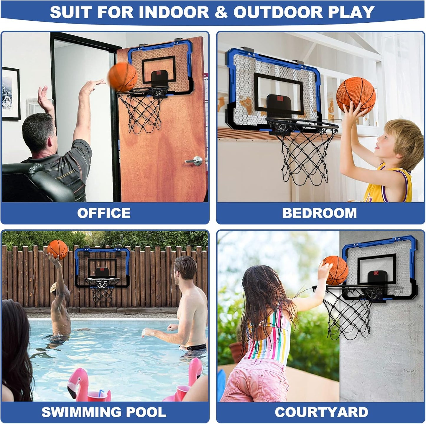 Indoor Basketball Hoops Backboard (Goals Counter) + Balls