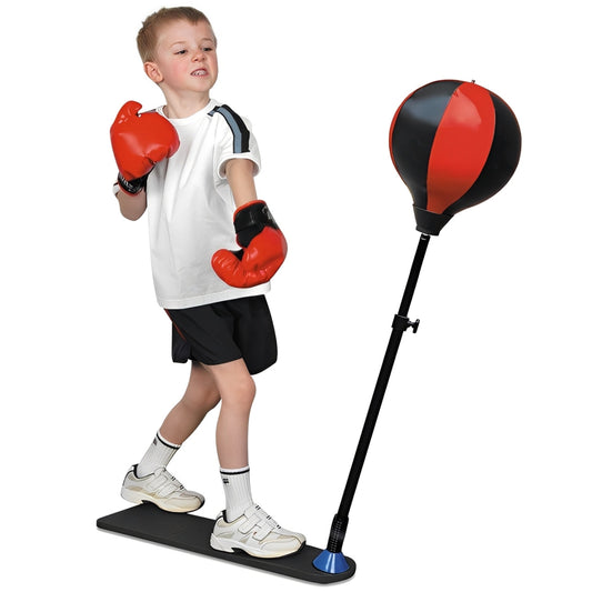 Kids Boxing Trainer Stand + Gloves and Pump (Height-Adjustable)