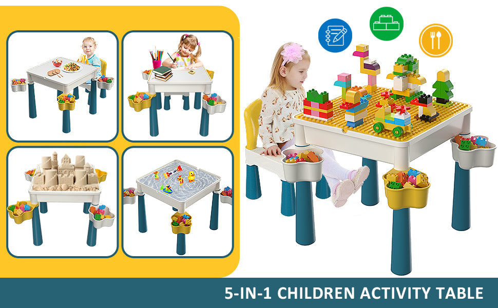 Building Blocks Table Set Large Size – Includes 1 Rabbit Chair & 560+ Blocks Set