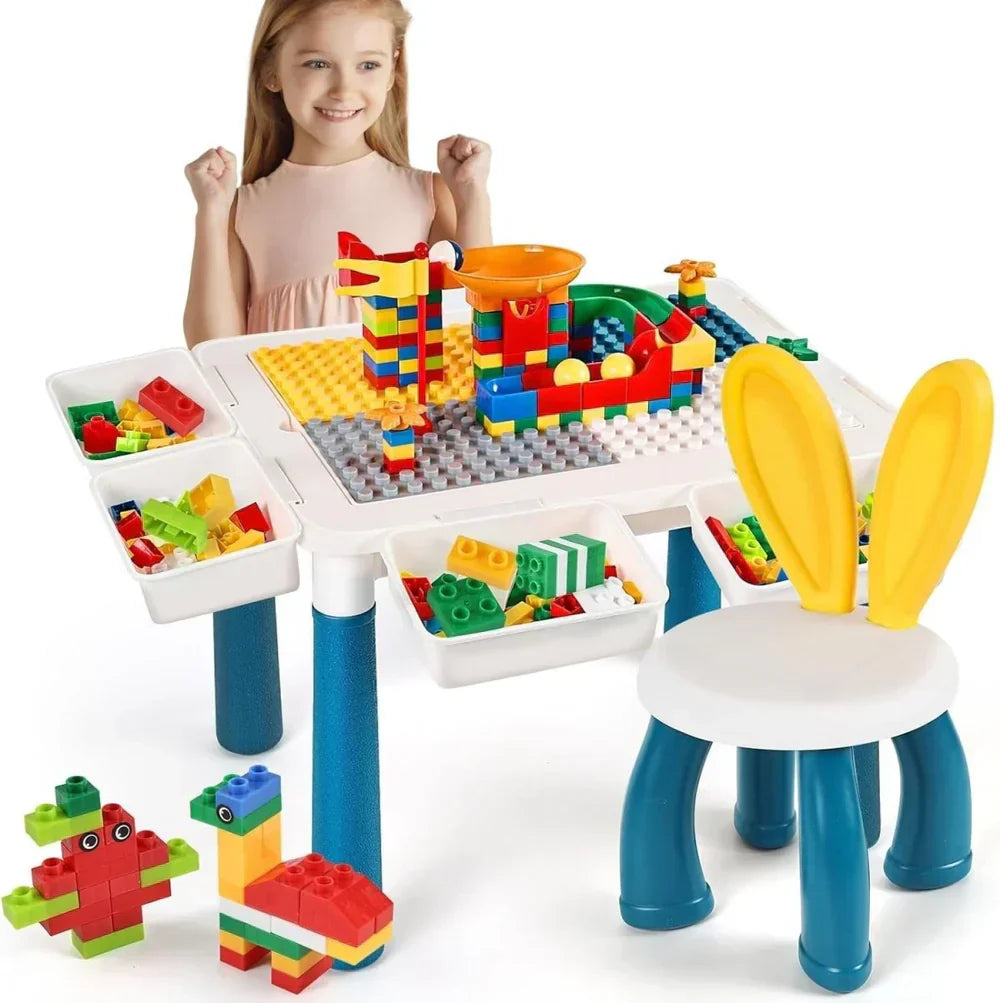 Building Blocks Table Set – Includes 1 Rabbit Chair & 560+ Blocks Set
