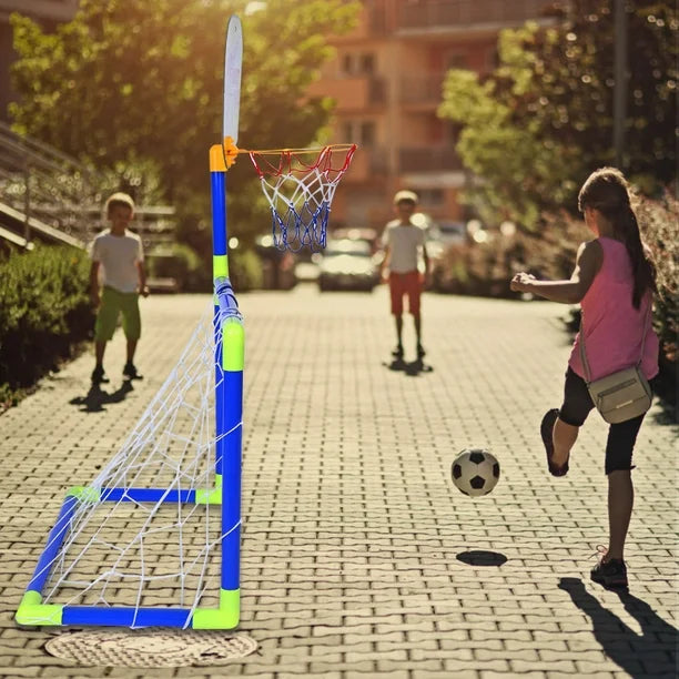 2 in 1 Children Sports Equipment Football Goal Basketball Stands for Kids Outdoor Toy