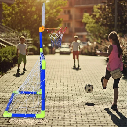 2 in 1 Children Sports Equipment Football Goal Basketball Stands for Kids Outdoor Toy