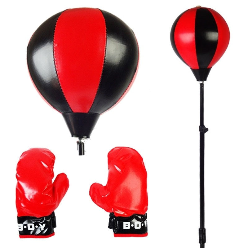 Kids Boxing Trainer Stand + Gloves and Pump (Height-Adjustable)