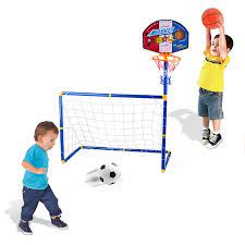 2 in 1 Children Sports Equipment Football Goal Basketball Stands for Kids Outdoor Toy