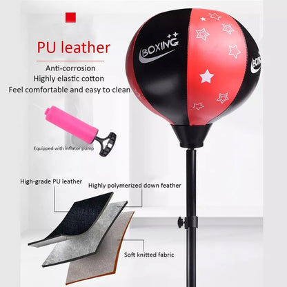 Kids Boxing Trainer Stand + Gloves and Pump (Height-Adjustable)